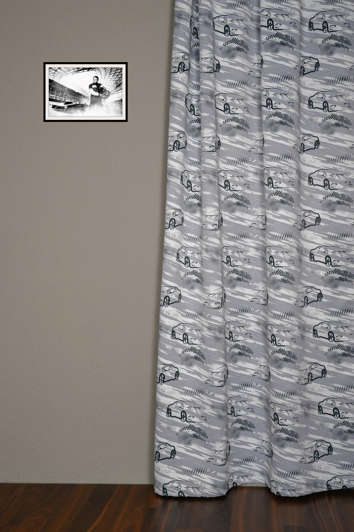 Blackout curtain &quot;Racing car&quot; gray Leandro