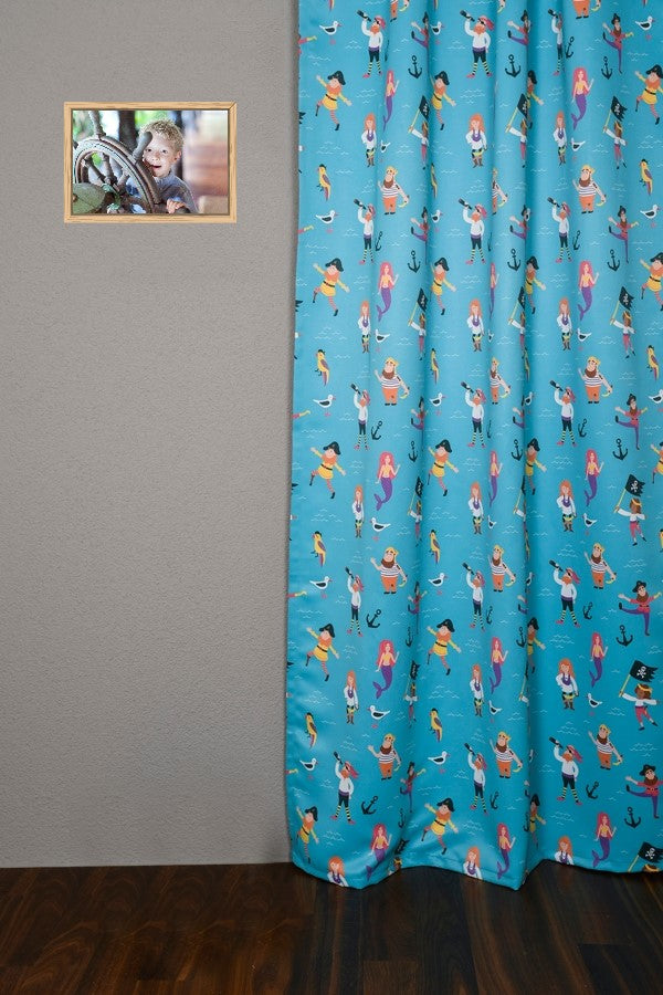 Blackout curtain &quot;Pirates&quot; turquoise Batavia